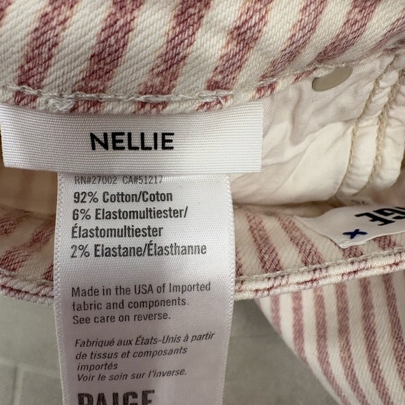 Paige Nellie Culotte Cropped Wide Leg Jeans in Blossom Pink Stripe Size 25 - Picture 4 of 8